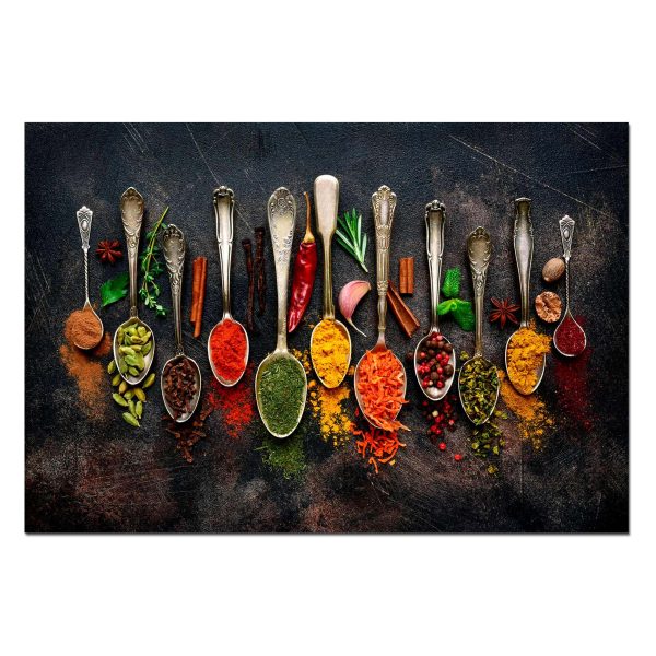 Cuadro Especias de cocina en cucharas antiguas – Impresión en Lienzo con Bastidor de pino macizo