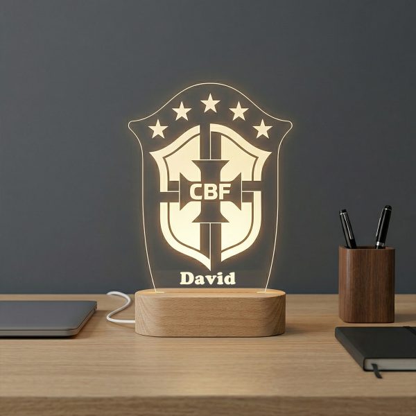 Selección Brasil escudo - Lámpara personalizada con iluminación LED - Imagen 3