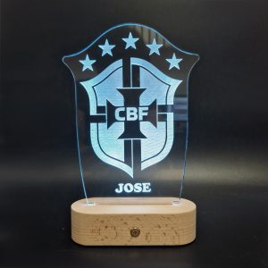 Selección Brasil escudo - Lámpara personalizada con iluminación LED