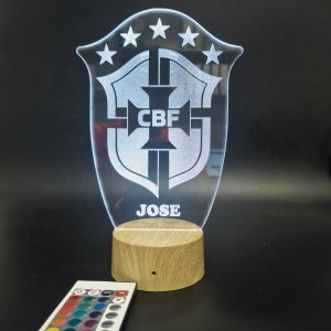 Selección Brasil escudo - Lámpara personalizada con iluminación LED plástico