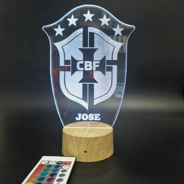 Selección Brasil escudo - Lámpara personalizada con iluminación LED plástico