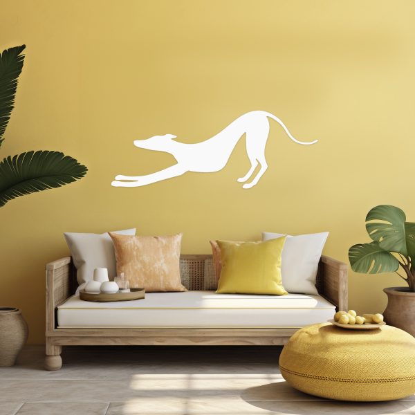 Galgo estirándose - Cuadro decoración blanco