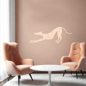 Galgo estirándose - Cuadro decoración chapado