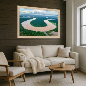 Cuadro Río Amazonas serpenteando a través de densos bosques en Amazonas, Colombia - Impresión en papel fotográfico laminado de máxima calidad 3