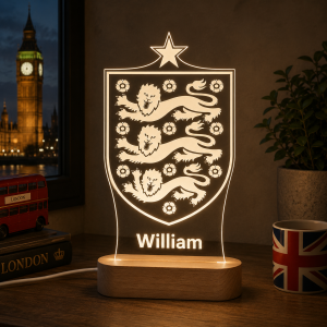 Selección Inglaterra escudo - Lámpara personalizada con iluminación LED