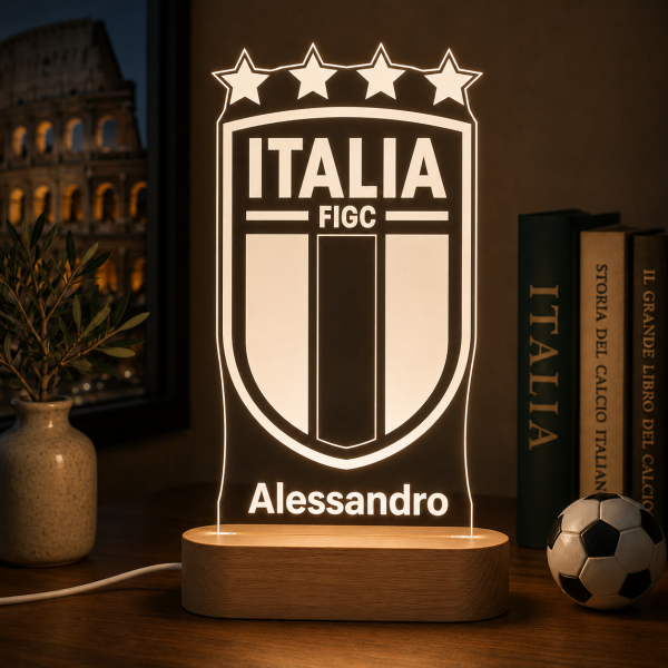 Selección Italia escudo - Lámpara personalizada con iluminación LED - Imagen 2