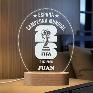 Alternative view of España Campeona Mundial FIFA 2026 - Lámpara personalizada con iluminación LED