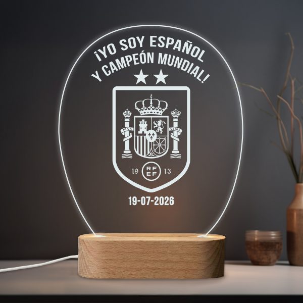 ¡Yo soy Español y Campeón Mundial! - Lámpara personalizada con iluminación LED