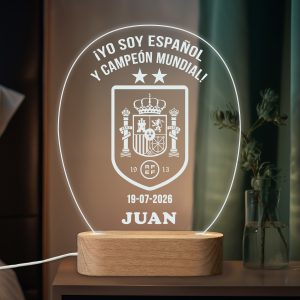 ¡Yo soy Español y Campeón Mundial! - Lámpara personalizada con iluminación LED 2