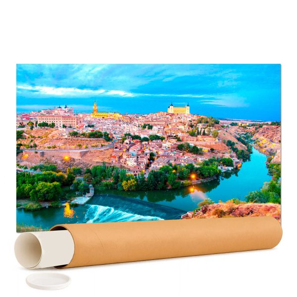 Toledo y el Río Tajo al Atardecer – Castilla-La Mancha - Lámina / Póster Papel Fotográfico Laminado Premium